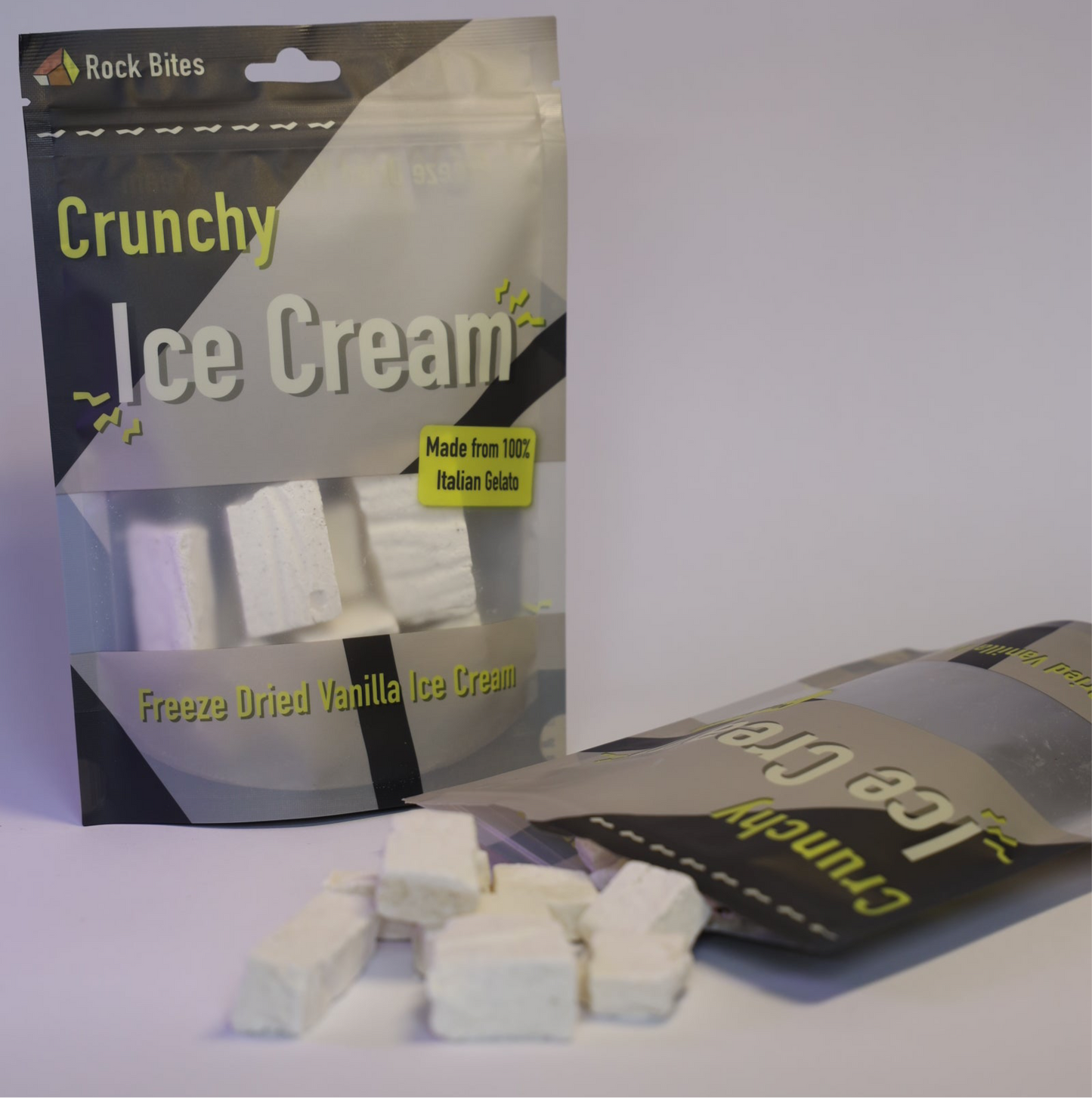 Rock Bites - Freeze Dried Ice Cream 3 Pouch Combo - 1 Vanilla , 1 Chocolate, 1 Strawberry