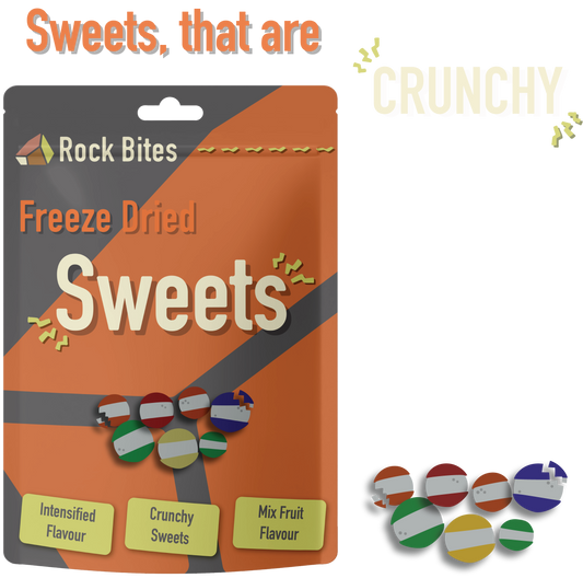 Rock Bites Freeze Dried Sweets - Intensified Mixed Fruit Flavour and Satisfyingly Crunchy