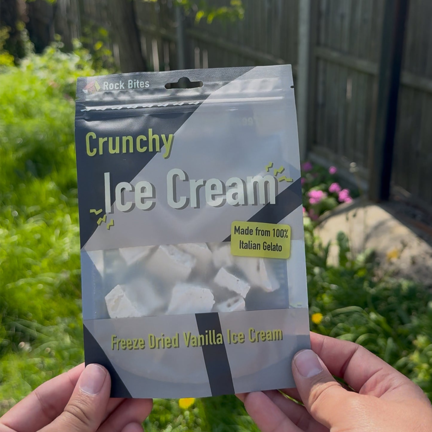 icecream Pouch in garden