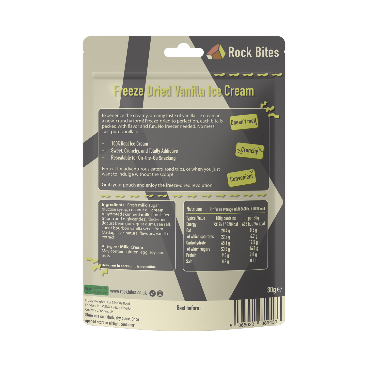 Rock Bites - Freeze Dried Ice Cream 3 Bag Combo - Vanilla , Chocolate, Strawberry