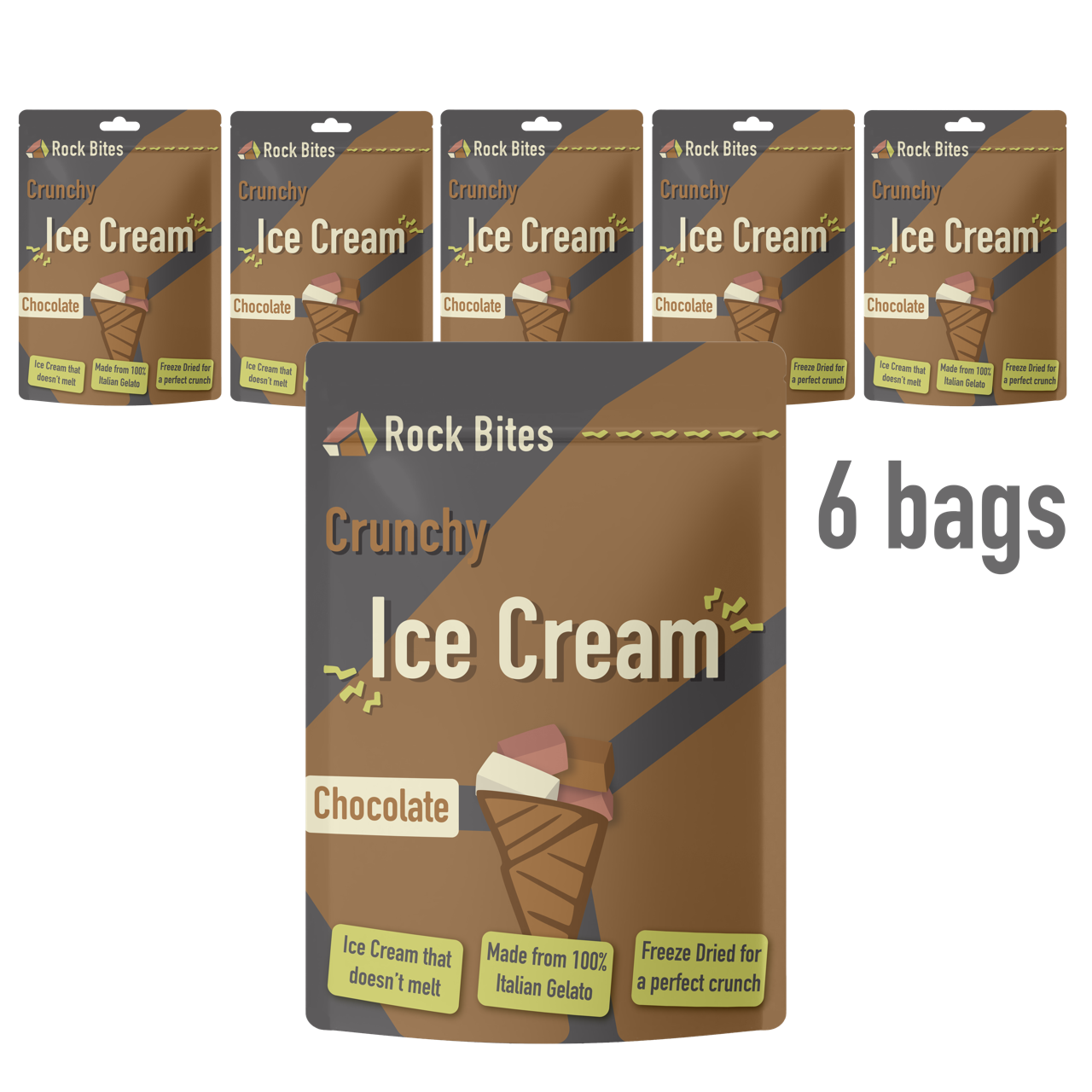 Freeze Dried Ice Cream - Crunchy Ice Cream that doesn't melt (6 BAGS)