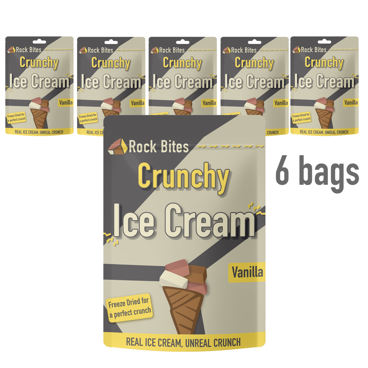 Freeze Dried Ice Cream - Crunchy Ice Cream that doesn't melt (6 BAGS)