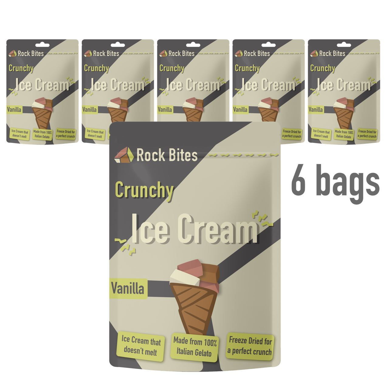 Freeze Dried Ice Cream - Crunchy Ice Cream that doesn't melt (6 BAGS)