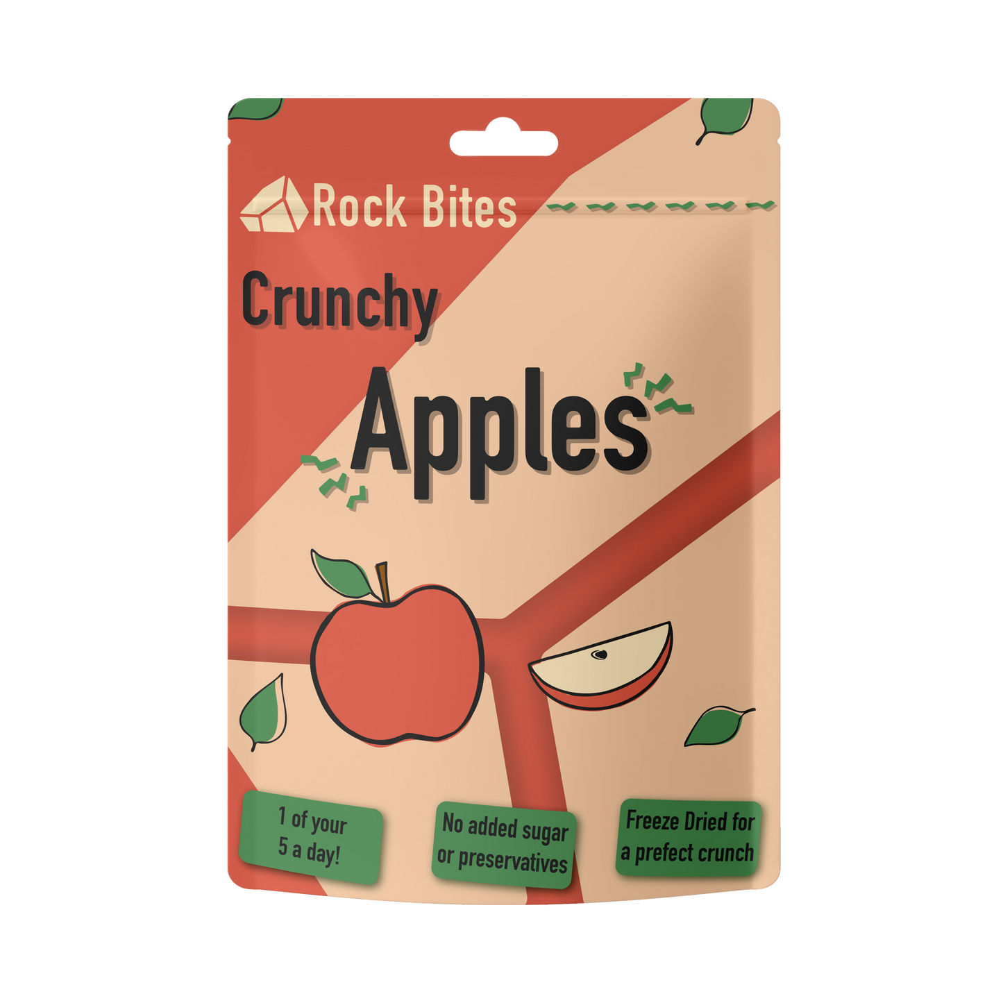 Rock Bites Crunchy Apples packaging on a white background
