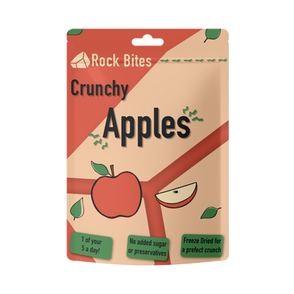 Rock Bites Crunchy Apples packaging on a white background