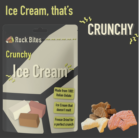 Rock Bites Freeze Dried Discovery Box - 1 rainbow sweets, 1 vanilla, 1 chocolate, 1 strawberry