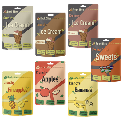 Rock Bites Crunch Box - 3 Ice Cream, 3 Fruits , 1 Sweets (7 Bags)