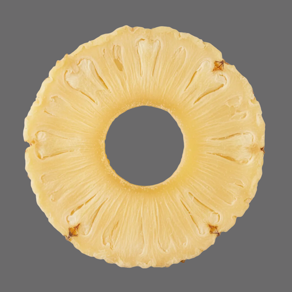 Freeze Dried Pineapple ring on a grey background
