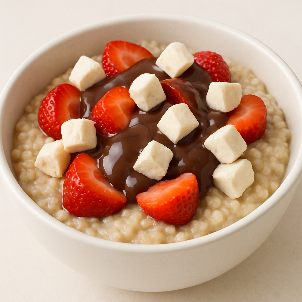 oat meal with freeze dried strawberry and freeze dried vanilla